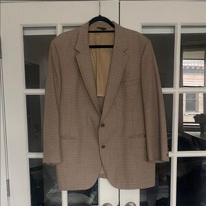 Elegant Tan Checkered Women's Blazer